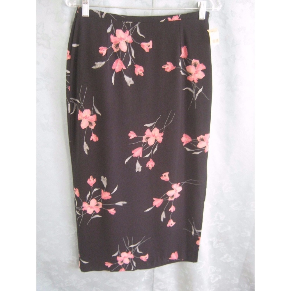 VTG 90's Hillard & Hanson Long Black & Floral Skirt Size Small NWT